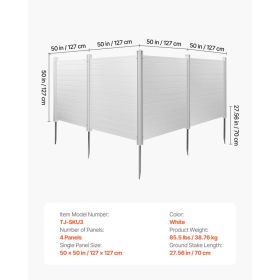 4 Panels Outdoor Privacy Screen, 50 X 50 In Air Conditioner Fence With 27.6 In Ground Stakes, Pool Equipment Enclosure, Horizontal Vinyl Privacy (Option: Black)