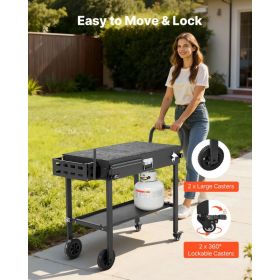 Outdoor Grill Cart, 31.0 X 17.0 Inch Tabletop Size Grilling Table, Foldable Outdoor Cooking Table With Tissue Holder, Wheels, Magnetic Tool Rack, (Option: Black)