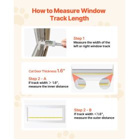 Cat Door For Window, Adjustable To Fit Window Width 35"-40", 4 Secure Lock Modes, Aluminum Frame And High-Transparency Glass, Magnetic Closure, W (Option: Black)