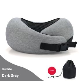 Soft Memory Foam Travel Neck Pillow U Shape Adjustable Support Comfortably Sleeping On Plane Car Office Noon Break (Option: Dark Gray Buckle Style)