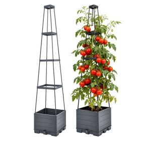 2Pack Raised Garden Bed Boxes With Trellis 56in Tomato Self-Watering Planter Box Indoor Outdoor With 4 Adjustable Heights 10 Clips 65FT Ties For (Option: 2Pcs)