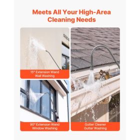 25 FT Pressure Washer Telescoping Wand, With Power Washer Extension Wands & High Pressure Hose, Brush Head, 7 Nozzles, Hose Adapter, Upgrade Supp (Option: Black)
