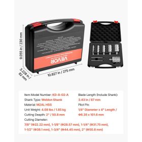 Annular Cutter Set, 8 Pcs Weldon Shank Mag Drill Bits Kit, 2" Cutting Depth, 7/8" To 2" Cutting Diameter, HSS, 6 Drill Bits With 2 Pilot Pins, Pl (Option: Black)