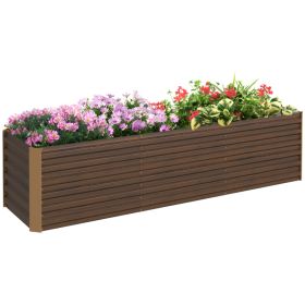8x2x2ft Galvanized Raised Garden Bed Kit with Safety Edging for Flowers, Herbs and Vegetables, Dark Brown (Option: Brown-880x340x70 mm)