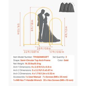 Arch Backdrop Stand, Set Of 3, 6/5/4 Ft, Stable Structure, Easy Assembly, Gold Metal Arch Backdrop Stand For Wedding, Birthday Party, Graduation, (Option: Black)