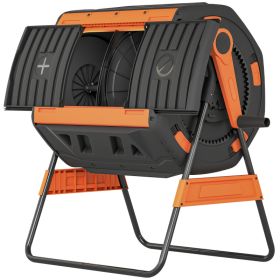 Compost Bin Outdoor, 53 Gal Dual Chamber Tumbling Composter with Adjustable Vents, BPA Free Tumbling Composter, Orange (Option: Orange-780x615x225 mm)