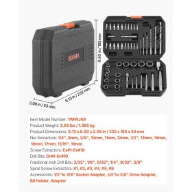 Screw Extractor Set With Drill Bits, 49 Pieces, Easy Out Nut Bolt Extractors And Drill Bits, With Adapters, Solid Storage Case, Cr-Mo Steel For R (Option: Black)