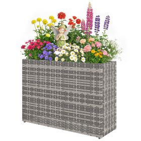 Tall Rectangular Planter with Removable Liner, Holes, PE Wicker Large Planter Box for Indoor Outdoor Plants, Gray (Option: gray-830x110x600 mm)