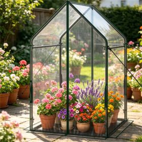 36' X 36' X 60' Portable Mini Greenhouse With PE Bottom Mat, 36X60 Inch Clear PVC Plant Grow Tent, Wind Resistant Metal Frame Outdoor Green House (Option: defaulttitle)