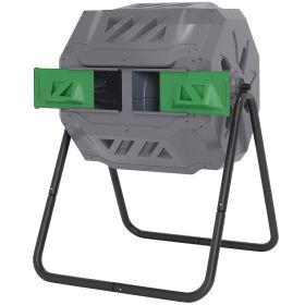 Tumbling Compost Bin Outdoor 360° Dual Chamber Rotating Composter 43 Gallon, Light Gray (Option: Light Gray-575x575x225 mm)