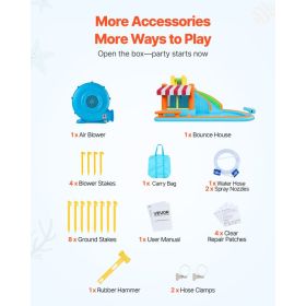 Inflatable Bounce House, 14.9 X 12.8 X 7.8 Ft Inflatable Bounce House Water Slide, Bouncer Castle With Castle Bounces, Tall Slide, Splash Pool & (Option: Black)