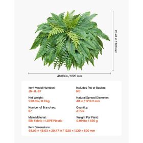 Artificial Ferns, 48 Inch Fake Boston Fern Bush Plant With 67 Fronds, Faux Greenery For Indoor/Outdoor Decor, Silk & LDPE, Suitable For Home Porc (Option: Black)