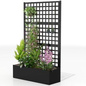 Galvanized Raised Garden Bed Planter Box with Trellis for Climbing Plants, Vegetable, Vines, 43" x 16" x 70", Black (Option: Black-1230x595x175 mm)