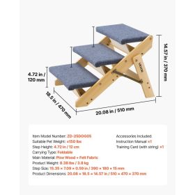 Wood Pet Stairs, 3-Step Dog Stairs For Beds, Sofa & Cars, 150lbs Load Capacity, Floded Flat Design, Stable & Sturdy Cat & Dog Step Ladder For Sma (Option: Black)