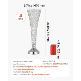 4 PCS Crystal Wedding Flower Vase, 20 In Tall Flower Table Centerpieces, Crystal Cylinder Banquet Vases Easy Installation, Versatile Arrangement (Option: Black)