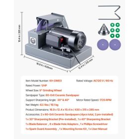 Lawn Mower Blade Sharpener, 1HP Lawnmower Blades Grinder With 9" Ceramic Grinding Wheel, Grit Collector & Balancer, 30°/40° Blade Sharpening Mach (Option: Black)