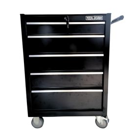 Tool Cabinet Tool Cart 24.2inch With Drawers And Wheels, Metal Rolling Tool Box Locked Drawers Storage Organizer Cabinet With Several Colour Avai (Option: Five Drawer and Black)