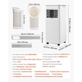 Portable Air Conditioner, 10000 BTU ASHRAE (6000 BTU SACC) 3-in-1 Standing Cooling Ac Unit, With LED Touch Panel & Remote Control, 24h Timer, Coo (Option: Black)