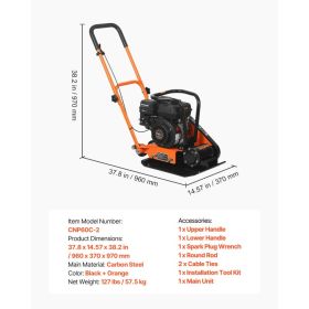 Plate Compactor, 6.5 HP 196CC Gas Engine, 5600 VPM Vibrating Ground Rammer, 2360 Lbs Compaction Force, 20.1 X 15 In Plate, Walk Behind Compactor (Option: Black)