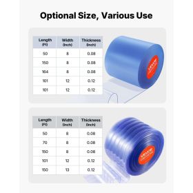 Clear PVC Strip Curtain, 75 Ft Length X 8 In Width, Ribbed Plastic Door Strip Bulk Roll, Walk In Freezer Cooler Curtain Strips For Doorways Of Su (Option: Default)