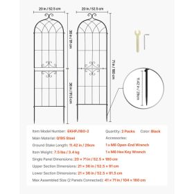 Garden Trellis, 71 X 20 Inch Rose Trellis, 2 Packs Garden Flower Rose Trellises With Powder-Coated Finish & Convenient Locking Design, Plant Supp (Option: Black)