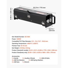 Electric PVC Conduit Heater, 1/2" To 2", 1200W Rapid And Even Heating, PVC Bender Heater Pipe Bending Tool With Carrying Handle, Easy To Use, For (Option: Black)