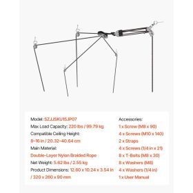 Hard Top Remover Lift, 220 Lbs, Jeep Hardtop Removal Storage Roof Hoist With Anti-Drop System, Easy One-Person Operation, Supports 8-16 In Ceilin (Option: Black)