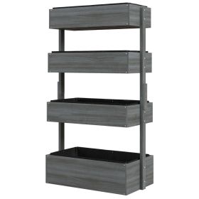 Outdoor Wooden Vertical Garden Planter, 4 Tier Planter Box, Self-Draining for Flowers, Vegetables, Herbs, Gray (Option: Gray-855x550x220 mm)