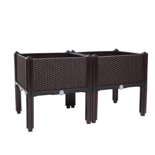 2PCS Brown Free Splicing Injection Molded Planter Box