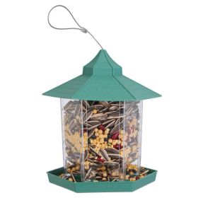 1Pc Hanging Gazebo Wild Bird Feeder Outdoor Bird Seed Station With Large Capacity 6 Feeder Interface For Garden Patio Park Weatherproof Easy To R (Option: Green)
