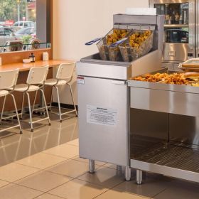 Commercial Deep Fryer Free Standing Natural Gas Fryer 3-Burner Dual Baskets (Option: Silver)