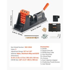 Pocket Hole Jig Kit, 1/2" To 1-1/2" Adjustable, Lightweight Jig Pocket Hole System With Dust Collection Adapter, Detachable Guide Block, Drill Bi (Option: Black)