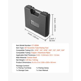 Flaring Tool HVAC, 45° Eccentric Single Flaring Tool For 3/16" - 3/4" Copper Aluminum Tubes, Copper Pipe Flare Tool Kit For Refrigeration Air Con (Option: Black)