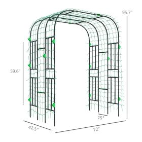 Garden Arch Trellis, 8 FT Tall Metal Plant Trellis Support With Climbing Net, Cucumber Trellis For Climbing Plants (Option: Black)