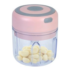 Mini Electric Garlic Chopper 8.45OZ Cordless Garlic Mincer Food Chopper Rechargeable Food Blender Chili Nut Onion Pepper Meat Ginger Food (Option: Pink-1PC)