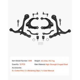 Front Upper Lower Control Arms, OEM Suspension Kit Compatible With 2004-2008 ACURA TSX, 2003-2007 Honda Accord Sedan/Coupe (2.4L Gas Engine Only) (Option: Black)