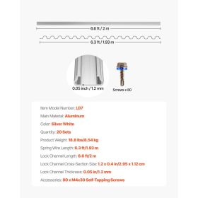 Greenhouse Spring Wire And Lock Channel, 20 Packs 6.56 Ft PVC-Coated Wiggle Wire & Aluminum Alloy Channel Bundle Kit With Included Screws, 0.05 I (Option: Black)
