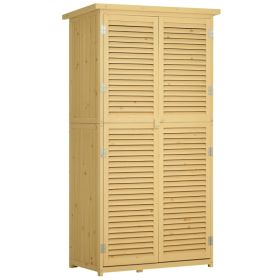 5' x 3' Wooden Outdoor Storage Cabinet, Garden Sheds & Outdoor Storage with Asphalt Roof & 2 Large Wood Doors with Lock, Natural (Option: Natural Wood-1000x600x330 mm)