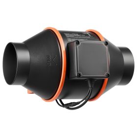 Inline Duct Fan Kit Carbon Filter, 205 CFM 4 Inch EC Motor Exhaust Ventilation Fan With 10-Speed, PWM Controller, App Control, Timer, Cooling Sys (Option: Default)
