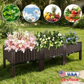 1Pc Outdoor Raised Garden Bed With Legs Elevated Planter Box With Self Watering System For Garden Patio Balcony Vegetables Flowers Herbs PP Plast (Option: L)