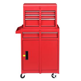 4 Drawer Cabinet With Lock, 330lb Steel, Service Tool Cart Red (Option: Red)