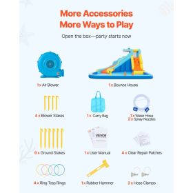 Inflatable Bounce House, 11.6 X 13.1 X 7.7 Ft Inflatable Bounce House Water Slide, Bouncer Castle With Bounces Zone, Climbing Wall, Splash Pool & (Option: Black)